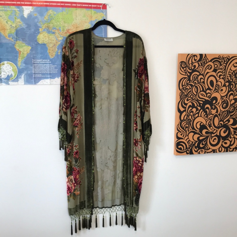 Beaded Sheer and Velvet Duster
